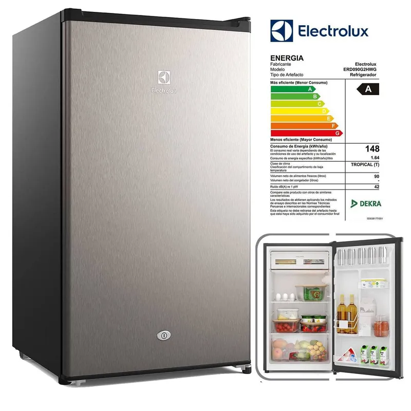 ELECTROLUX - Frigobar Electrolux 90L Premium Gris ERD090G2HWG