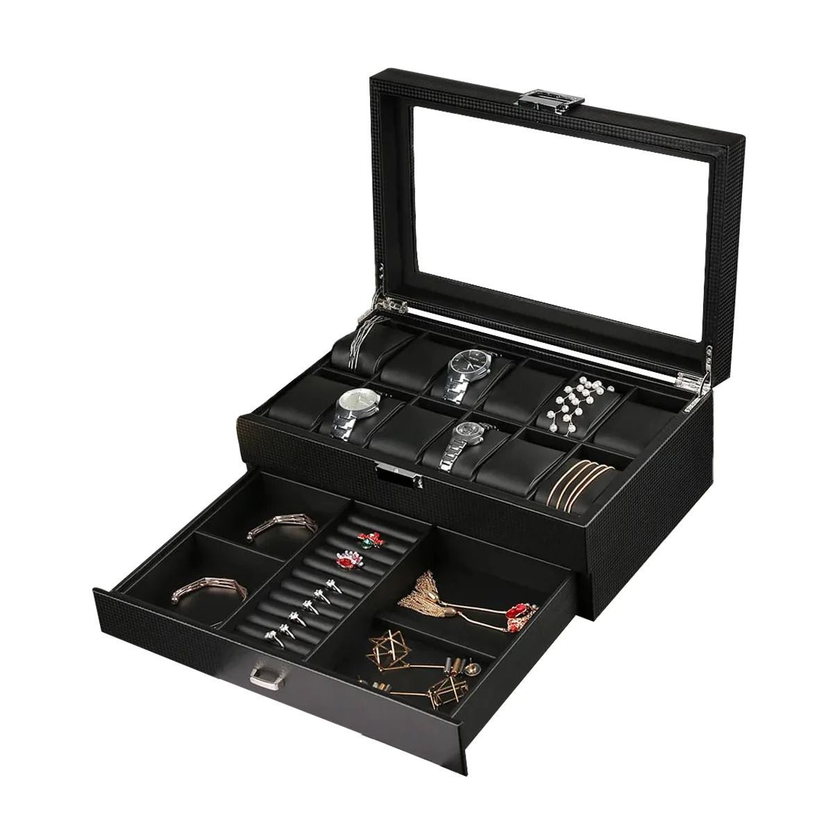 GENERICO - Caja Organizadora de Relojes y Joyas de 12 compartimentos ORG-9