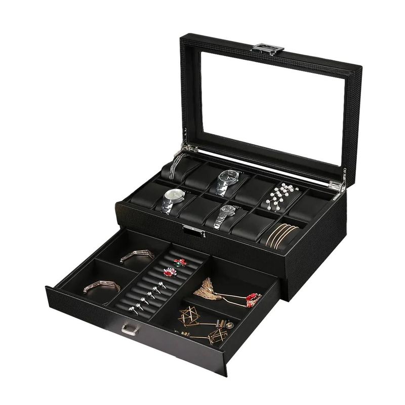 GENERICO - Caja Organizadora de Relojes y Joyas de 12 compartimentos ORG-9