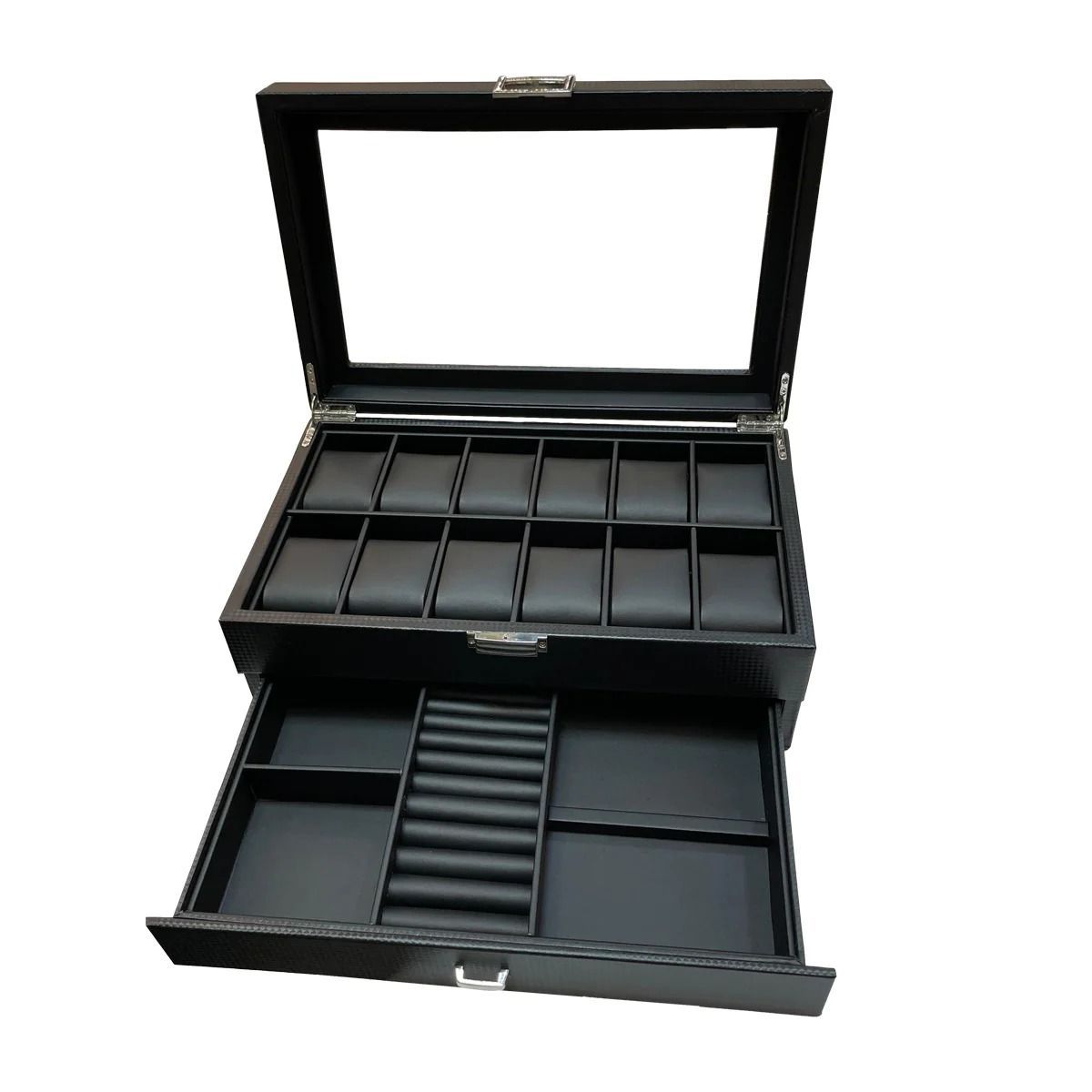 GENERICO - Caja Organizadora de Relojes y Joyas de 12 compartimentos ORG-9