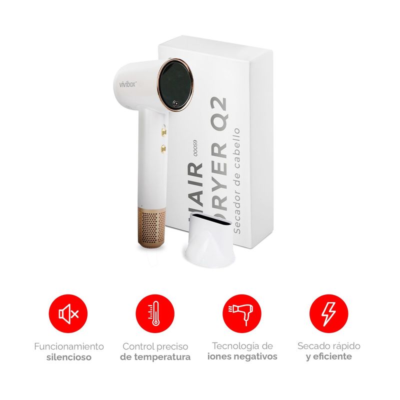 VIVIBOX - Secadora de Cabello Q2 Potencia y Estilo para un Secado Profesional
