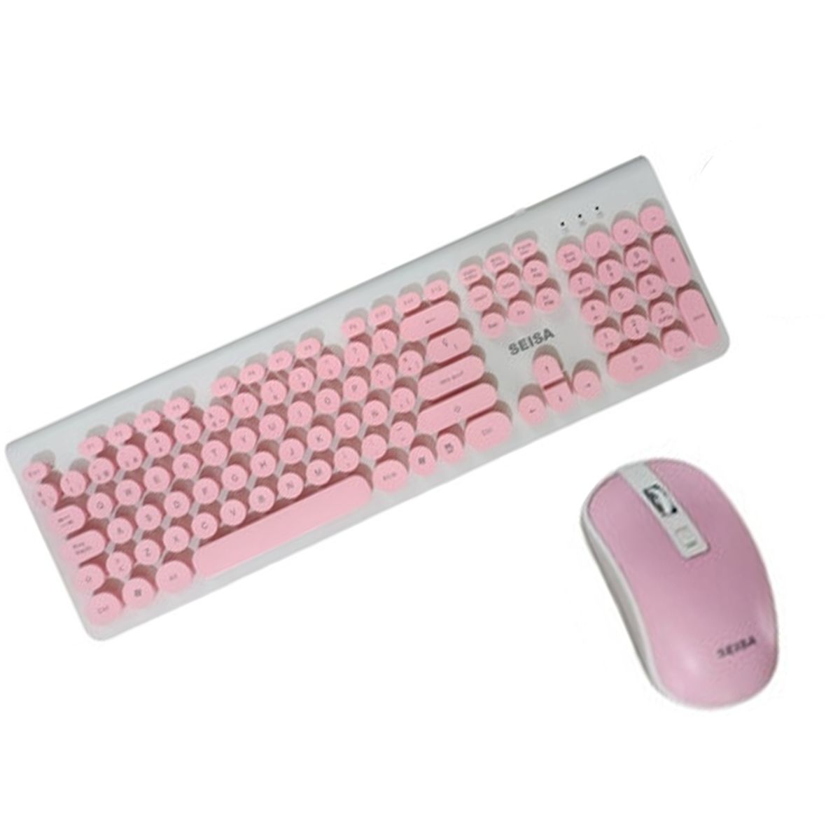 SEISA - Kit Teclado y Mouse Rosado Blanco Alámbrico para Pc Laptop