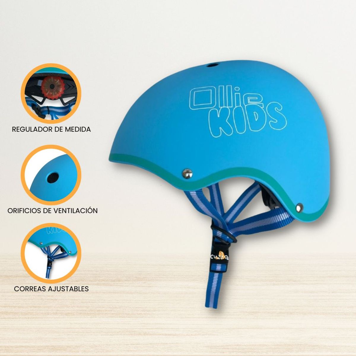 OLLIE - Casco Protector Regulable Para Niño »XS OLLIE KIDS» Ligth Blue