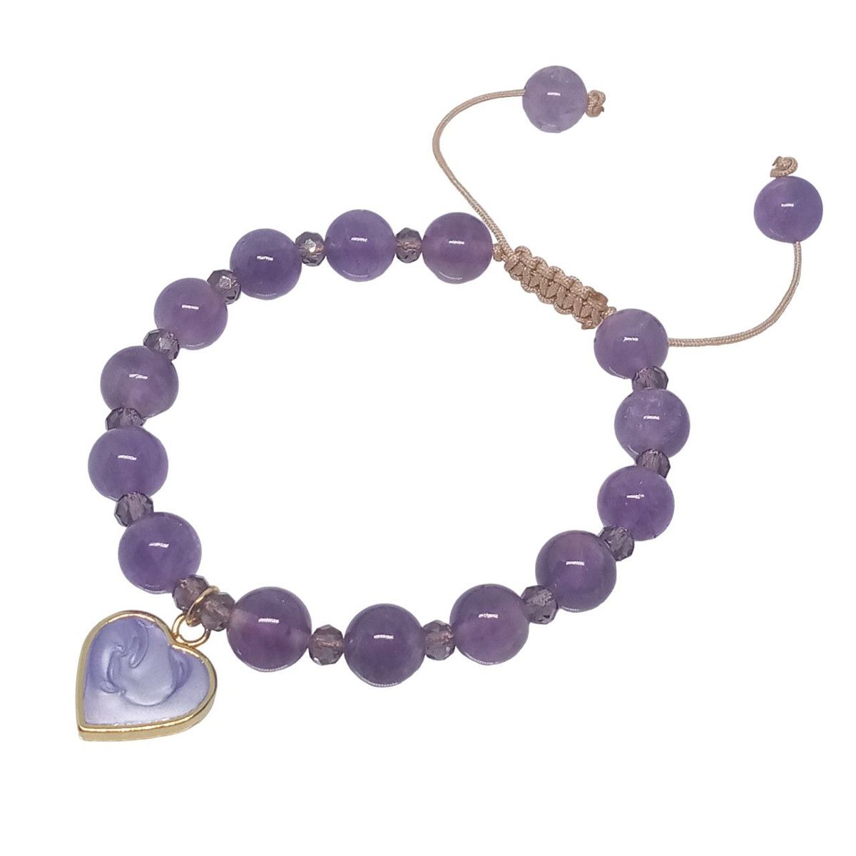 LUCYANA JOYAS Y ACCESORIOS - Pulsera para Mujer con Cuarzo Amatista y Corazón - Joyas Lucyana