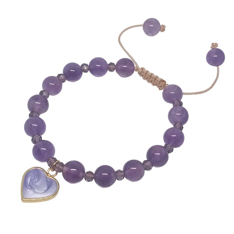 LUCYANA JOYAS Y ACCESORIOS - Pulsera para Mujer con Cuarzo Amatista y Corazón - Joyas Lucyana