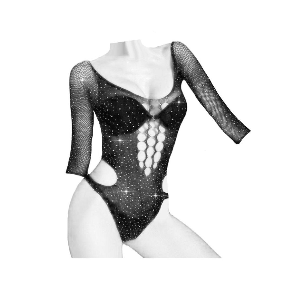 GENERICO - Body  Malla Transparente con brillos