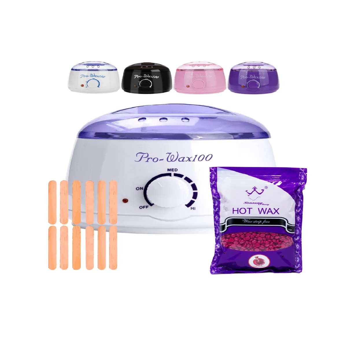 GENERICO - Pack Depilación Olla para Cera + 100g de Cera + 12 Paletas