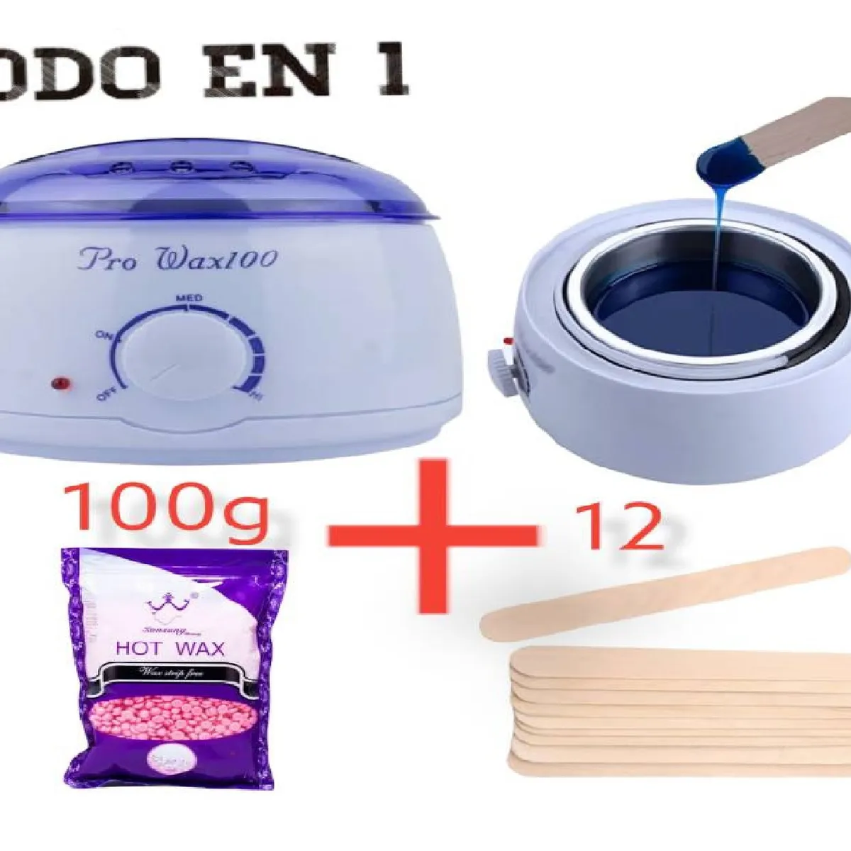 GENERICO - Pack Depilación Olla para Cera + 100g de Cera + 12 Paletas