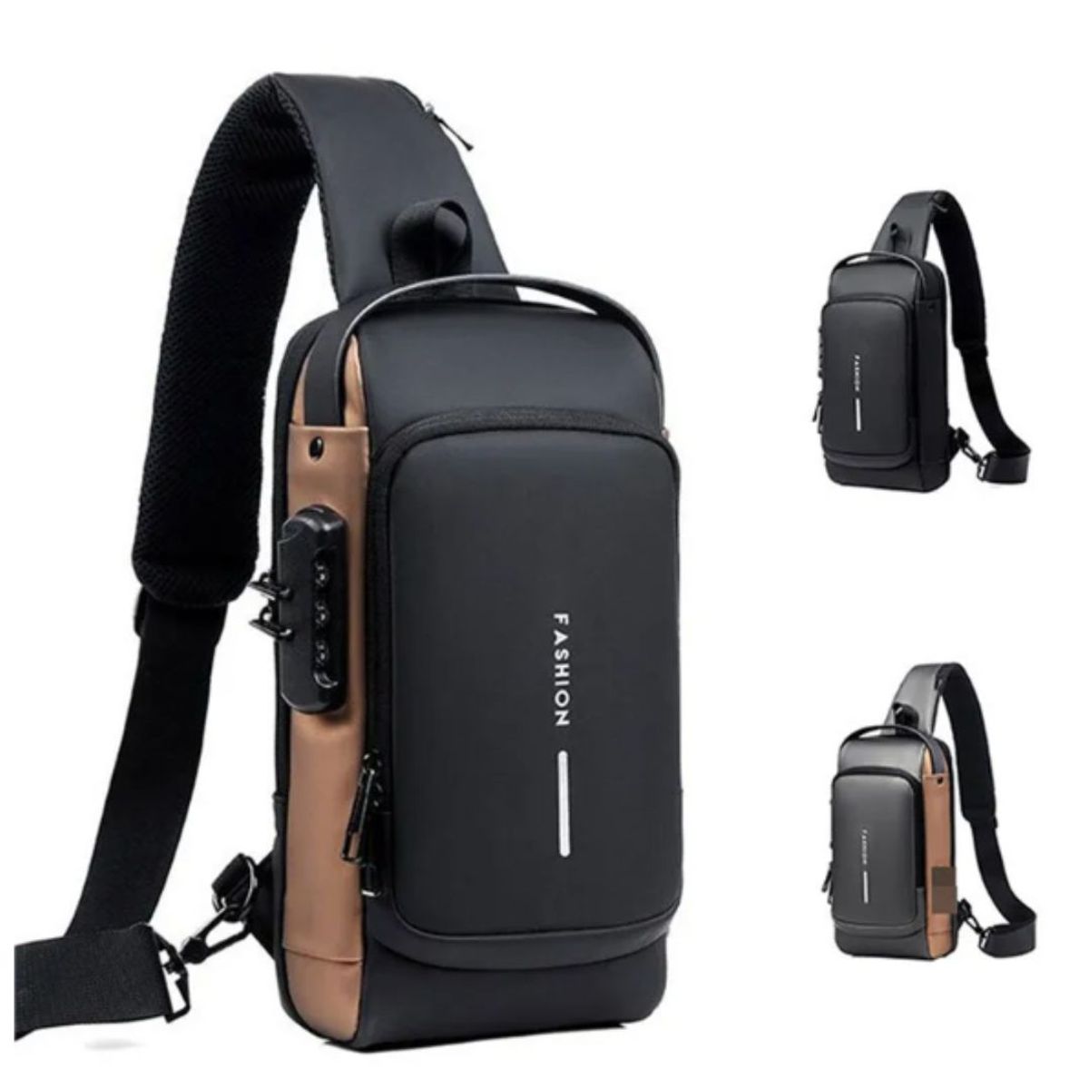 GENERICO - Mochila Morral Bandolera cruzada impermeable antirrobo -Negro