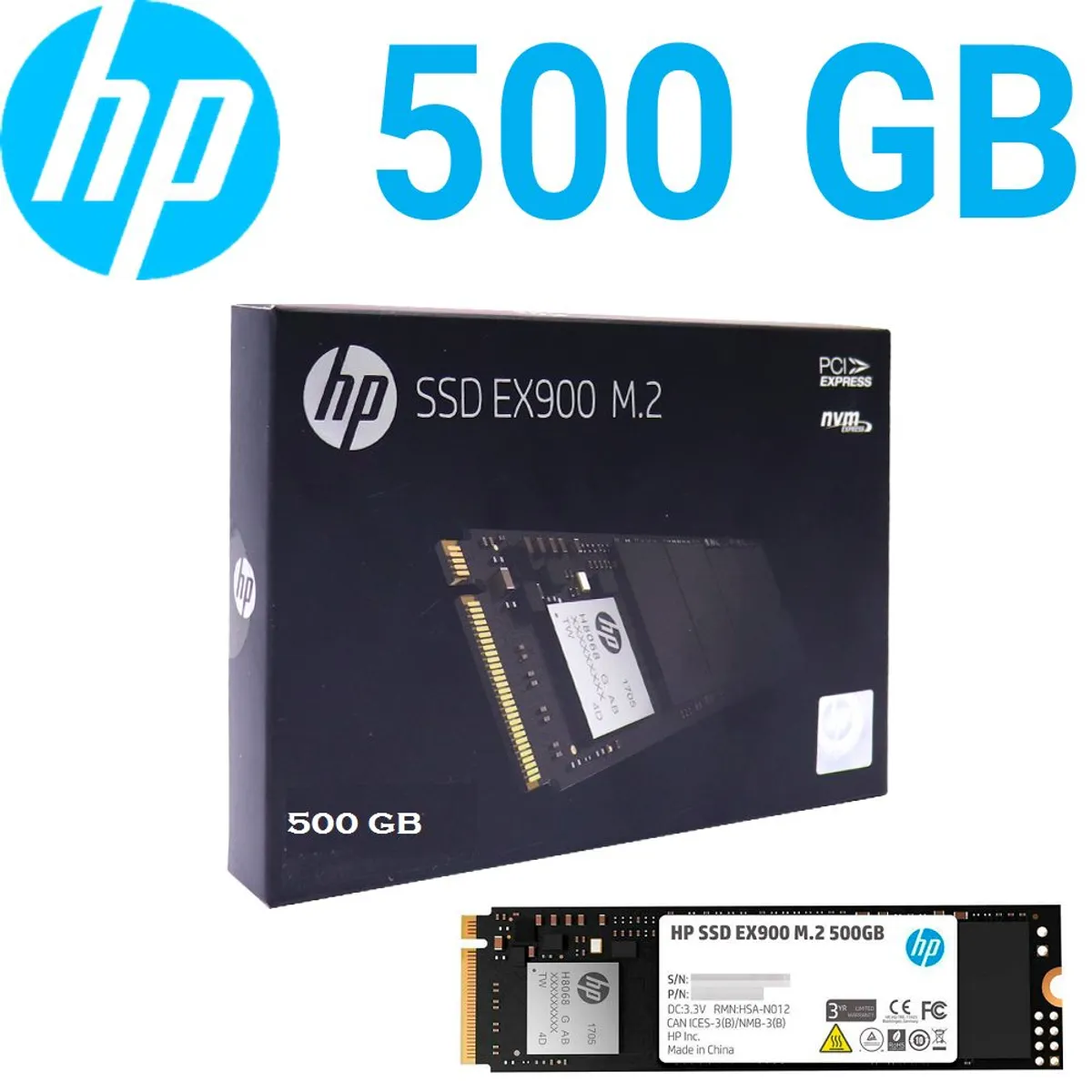 HP - Disco Solido HP 500gb formato M.2 SSD 2280 , Modelo EX900 , 500 GB