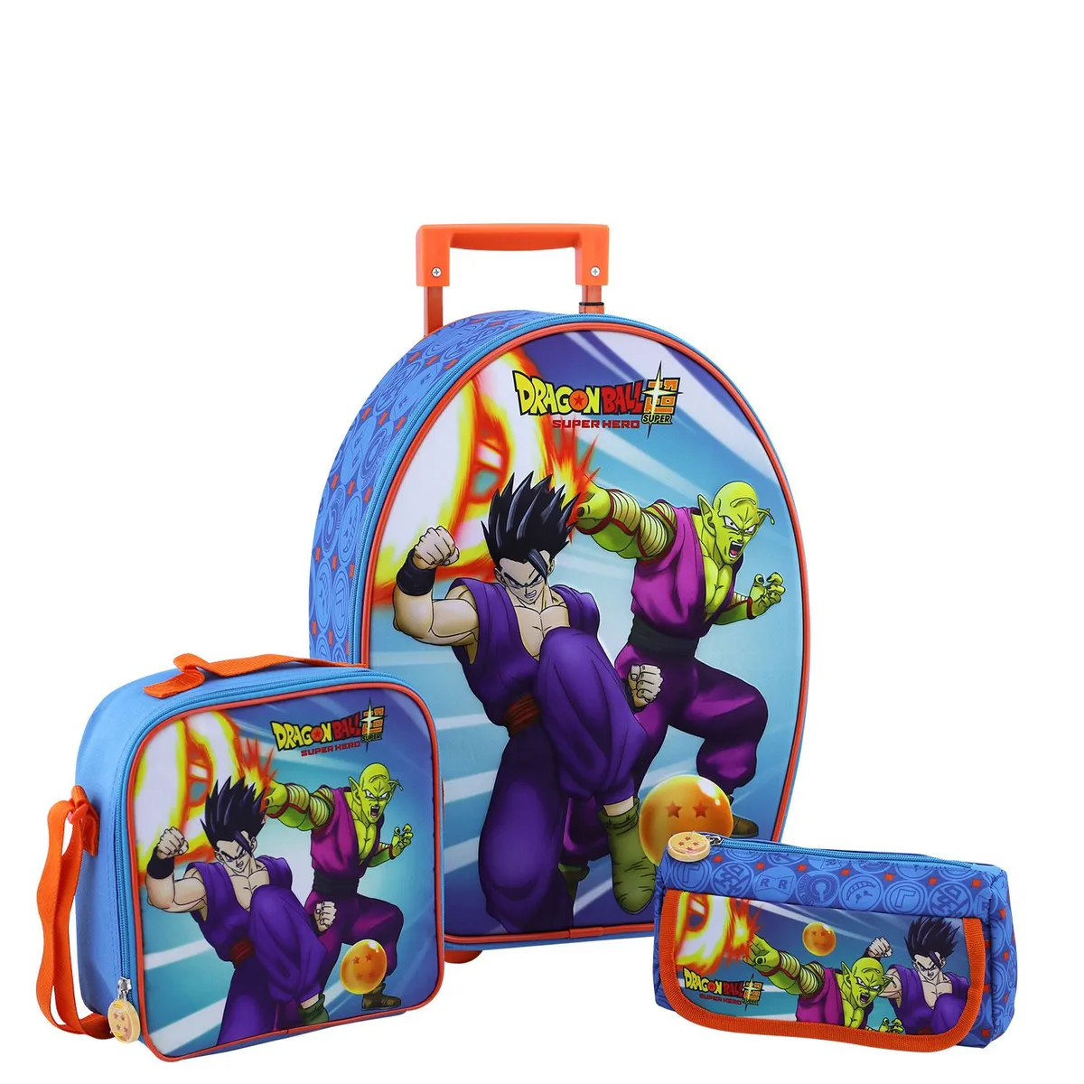 SCOOL - SET MOCHILA DRAGON BALL GOKU OFICIO MALETA NIÑOS 3 PIEZAS SCOOL