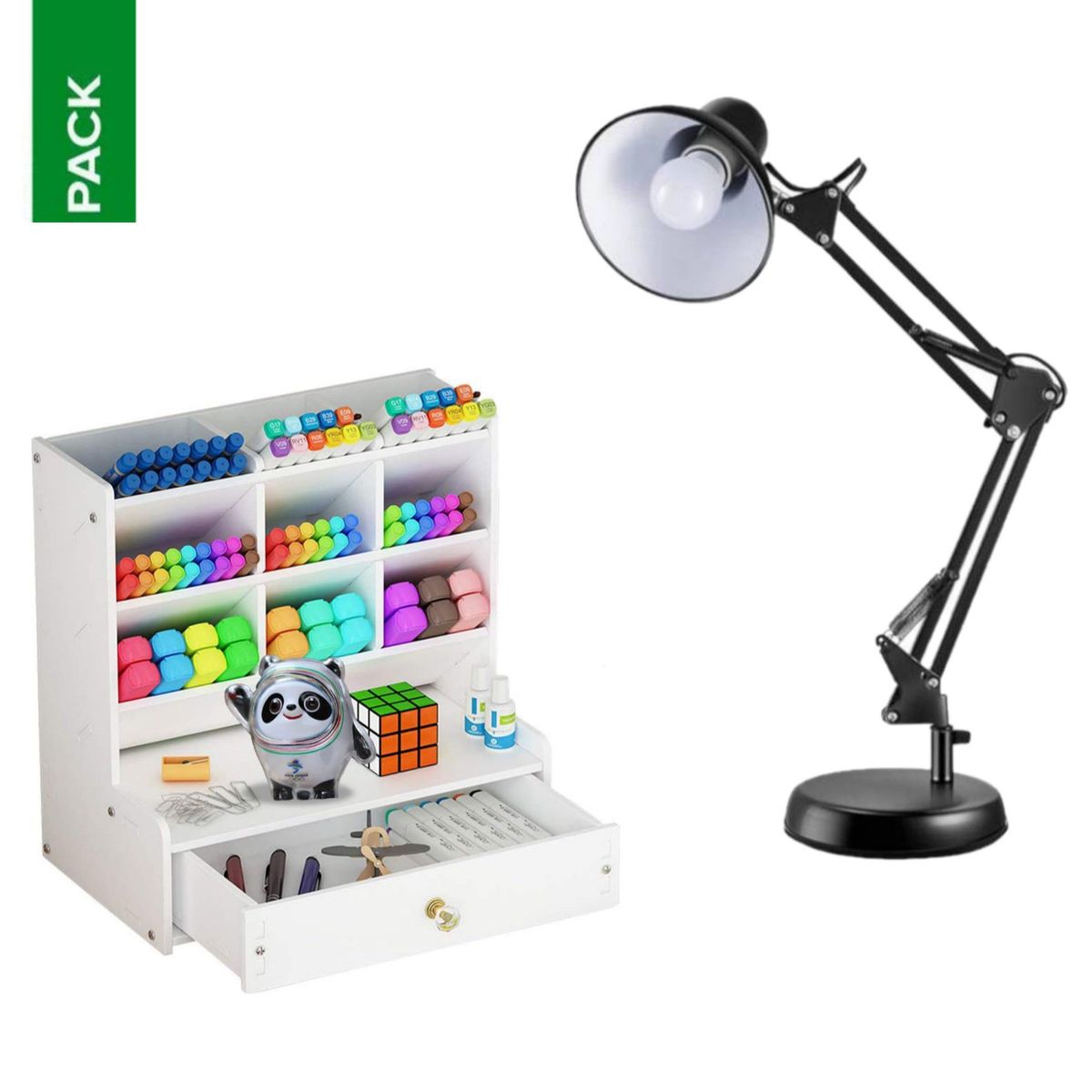 GENERICO - Pack Organizador Porta Lapiceros Lampara Oficina