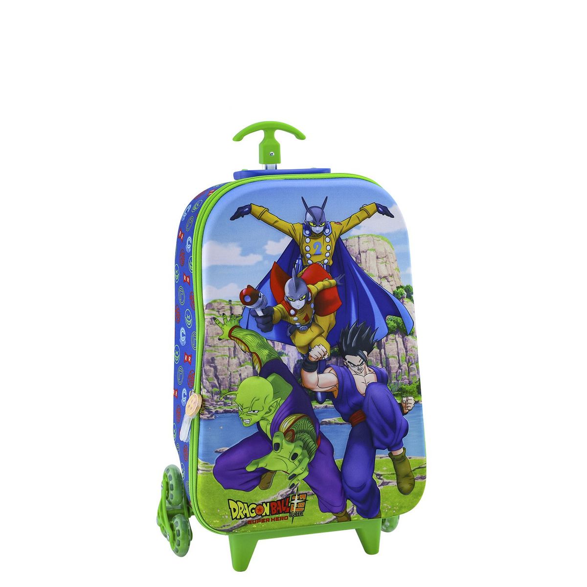 SCOOL - SET MOCHILA DRAGON BALL OFICIO  MALETA ESCALADORA RUEDAS FULL 3 PIEZAS