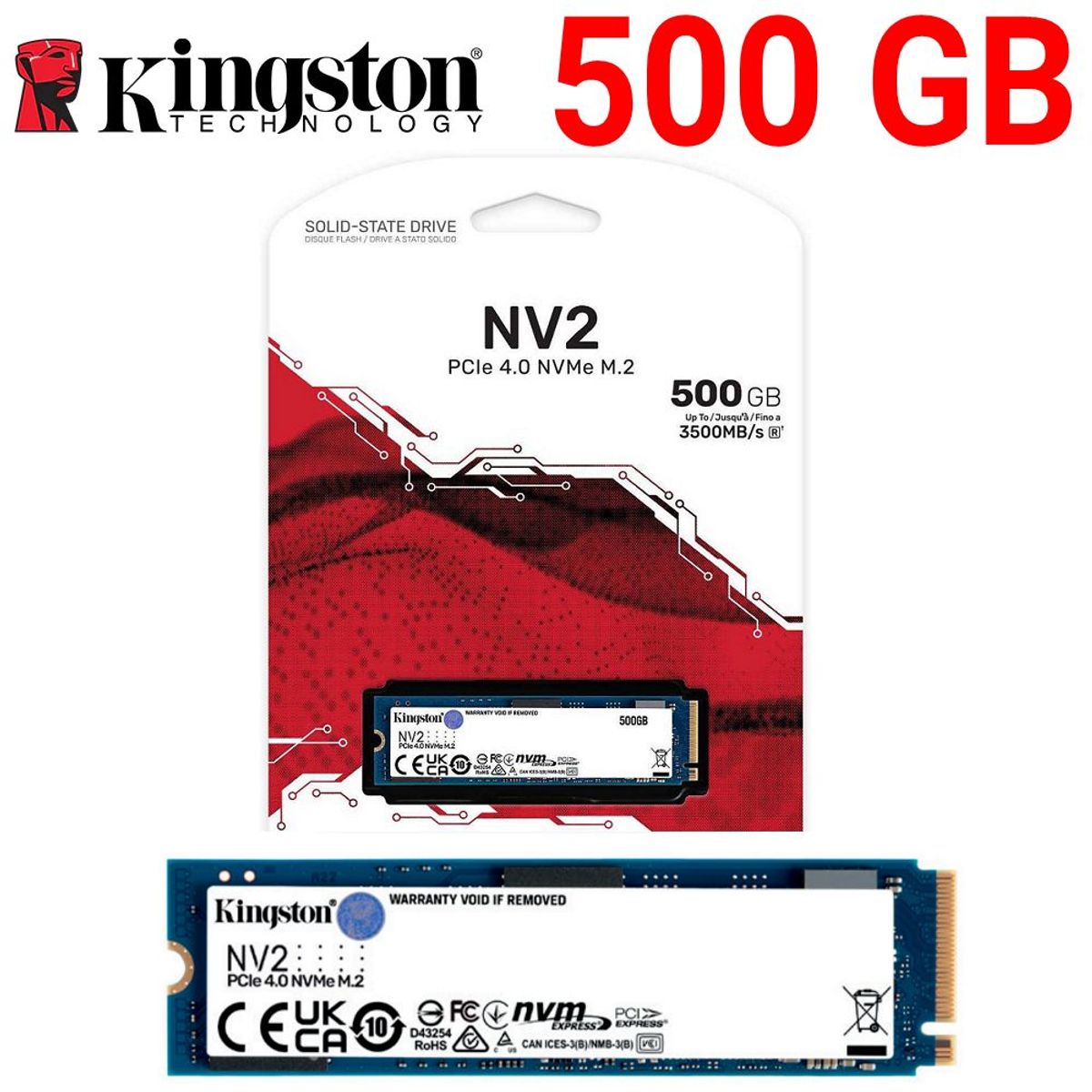 KINGSTON - Disco Solido KINGSTON 500gb formato M.2 SSD 2280 , Modelo NV3 500 GB