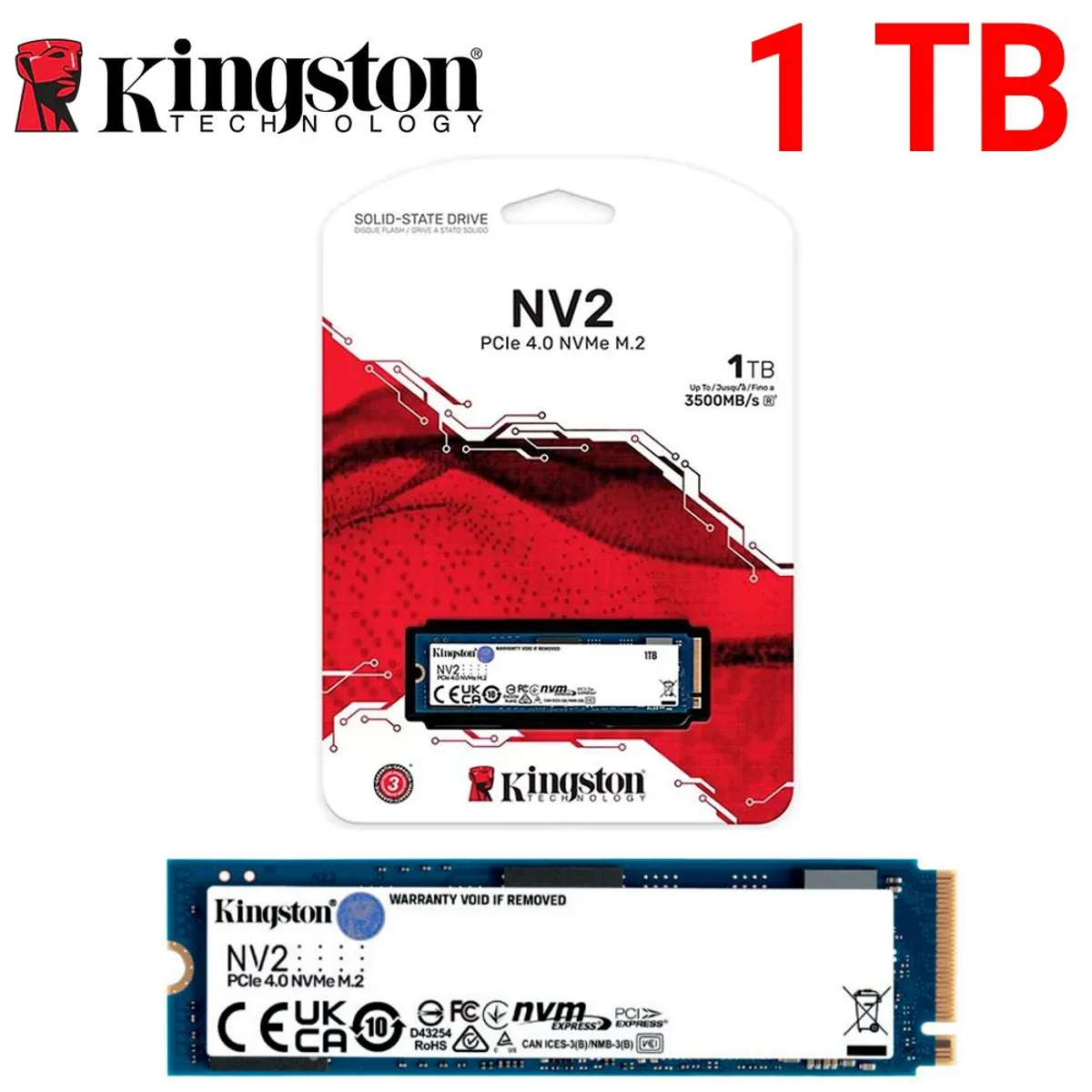 KINGSTON - Disco Solido KINGSTON 1TB formato M.2 SSD 2280 , Modelo NV3 1 TB