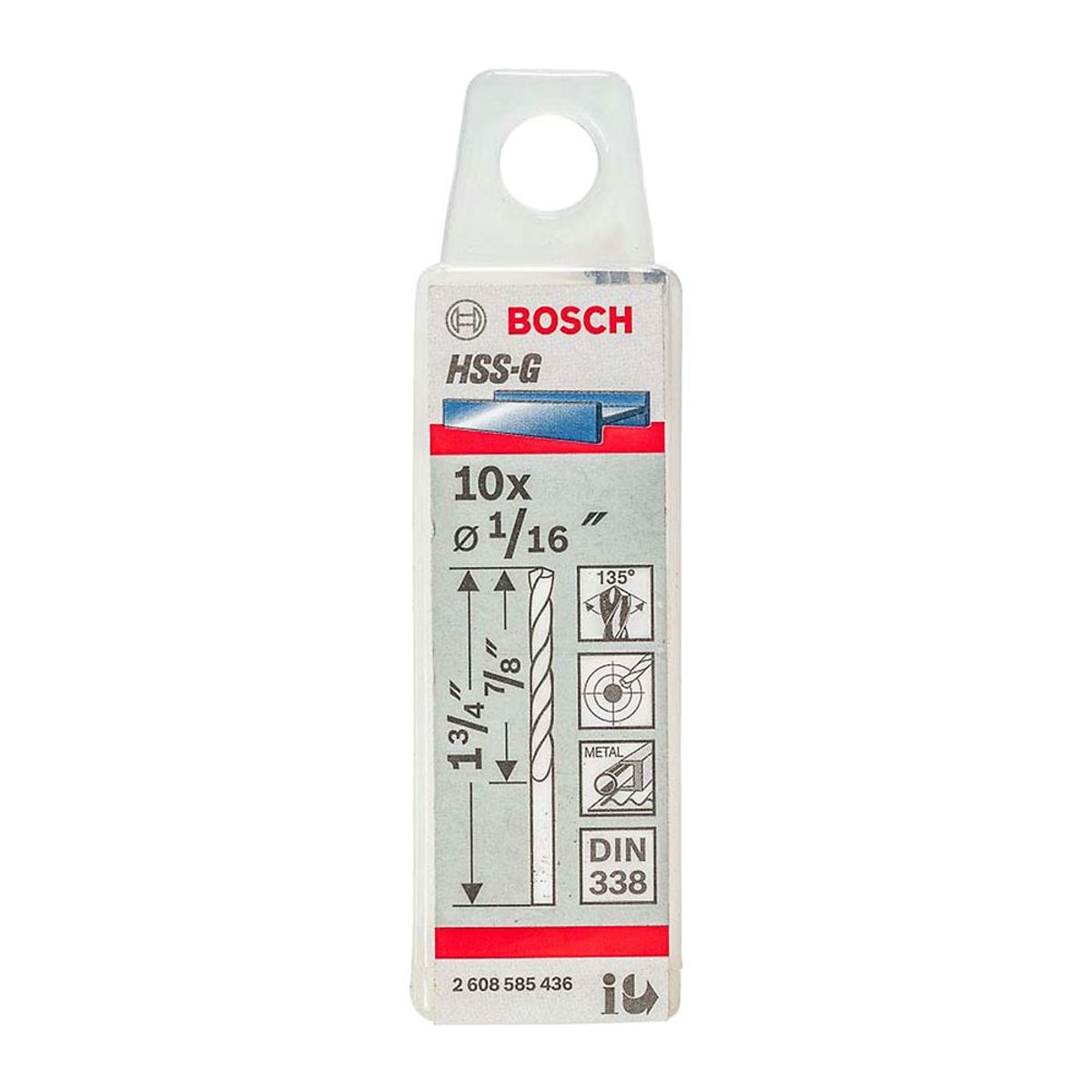 BOSCH - Broca Metal HSS-G X10U 1.6mm 1/16" Bosch