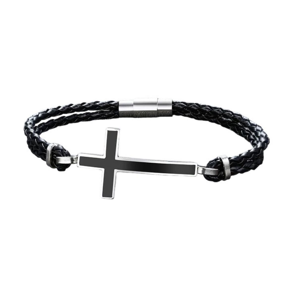 SANTORAL - Pulsera Cruz Josué - Acero y Biocuero