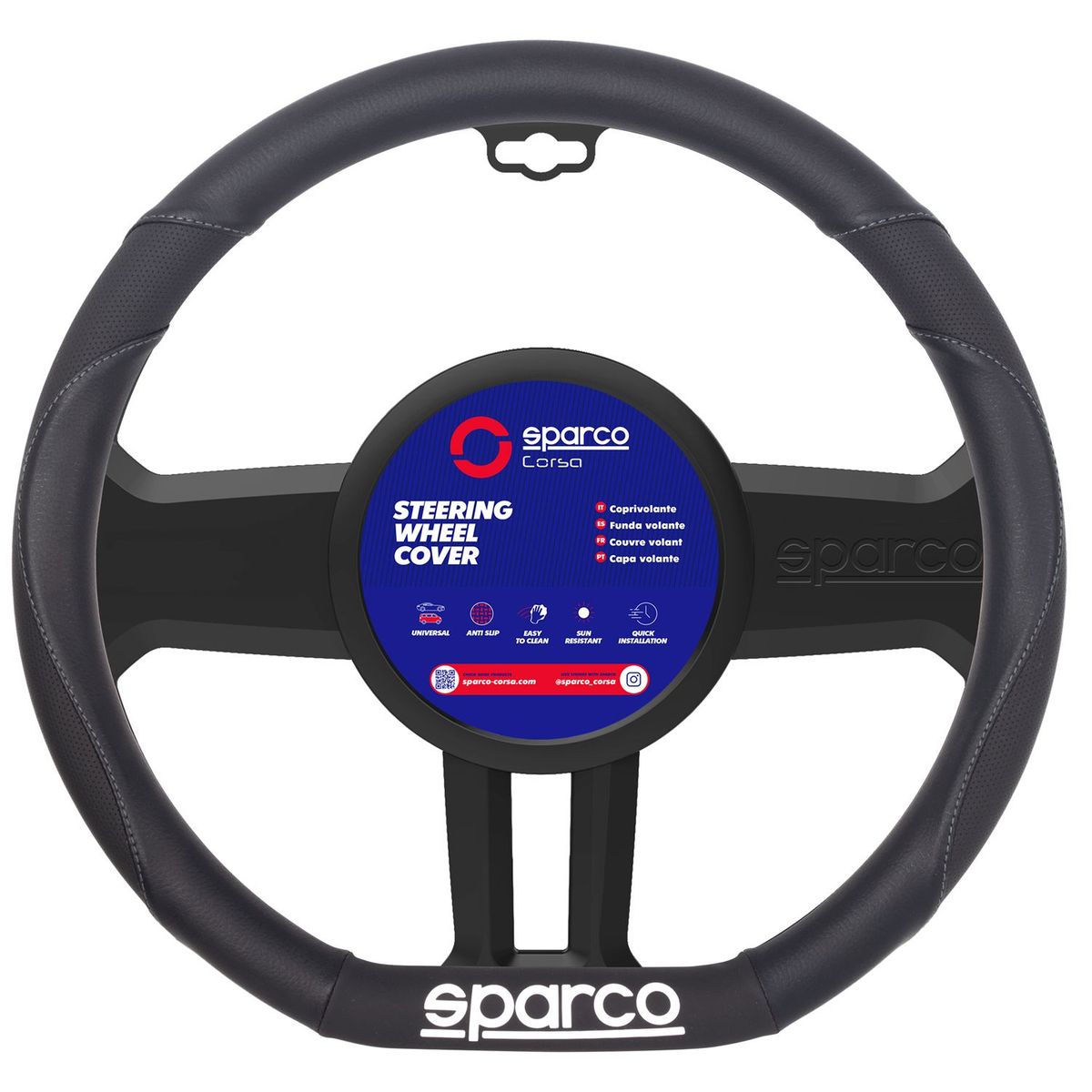 SPARCO - Cubre Volante Deportivo SPARCO Base Plana SPS113 Negro