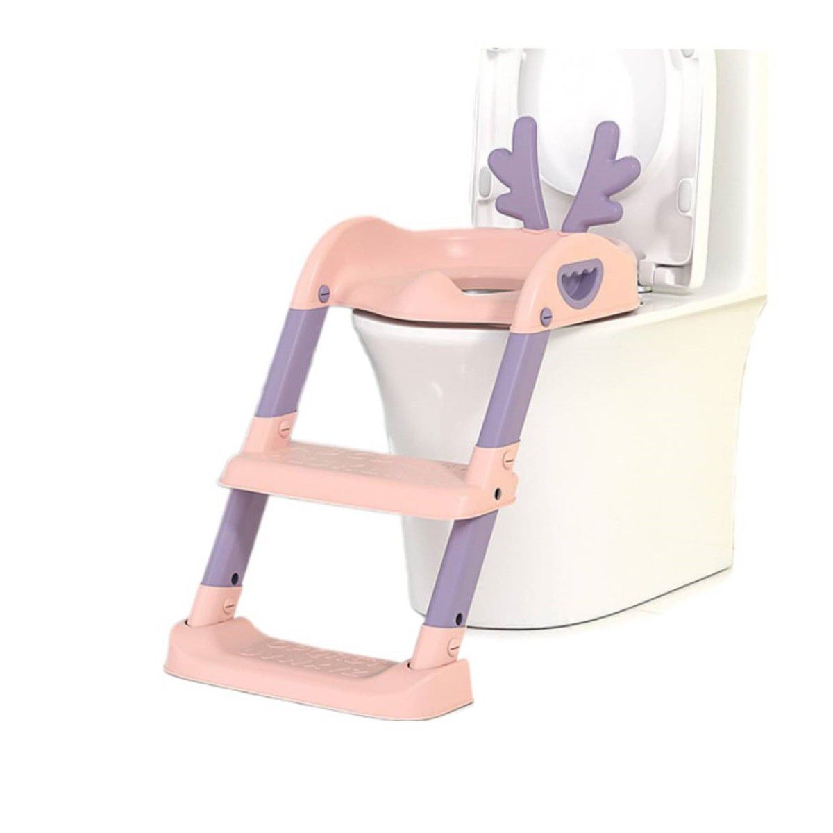 GENERICO - Asiento Bacin para Bebe con Escalera Inodoro Plegable Rosado