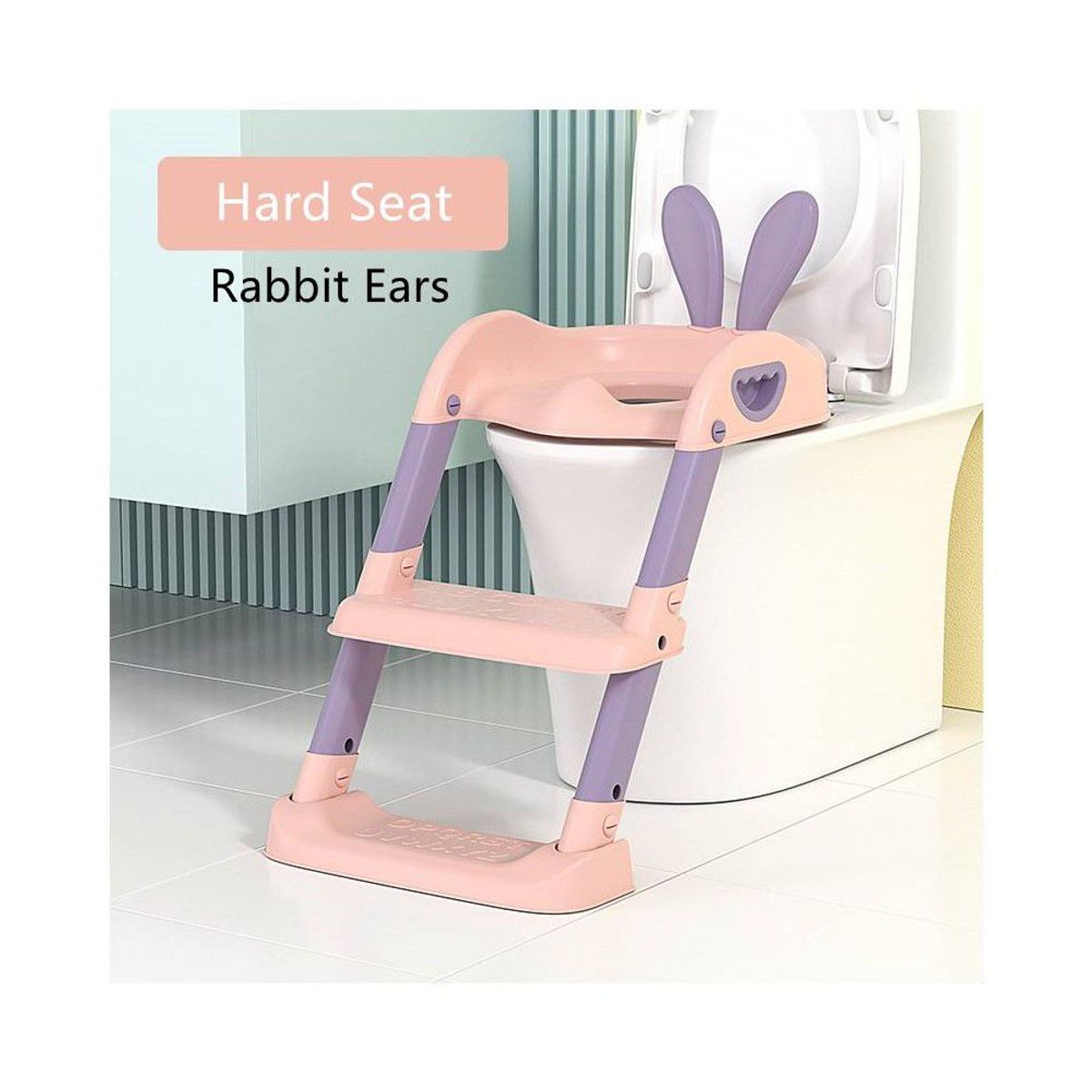 GENERICO - Asiento Bacin para Bebe con Escalera Inodoro Plegable Rosado