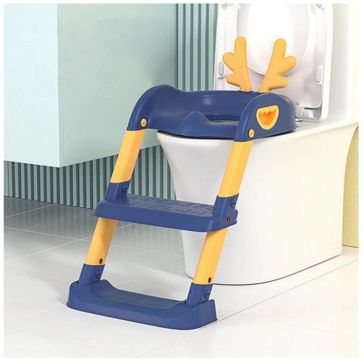 GENERICO - Asiento Bacin para Bebe con Escalera Inodoro Plegable Azul