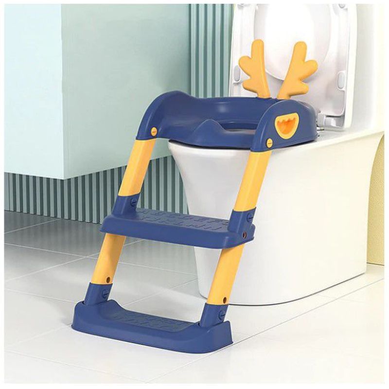 GENERICO - Asiento Bacin para Bebe con Escalera Inodoro Plegable Azul