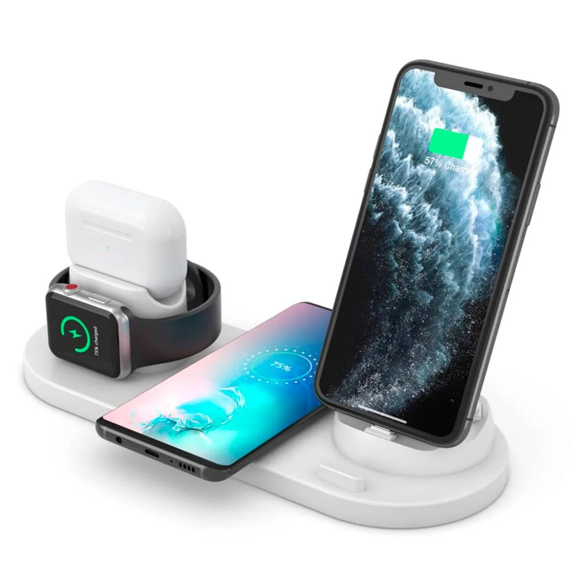 GENERICO - Base Cargador Inalambrico Android IOS Carga de 15W Telefono Audifono