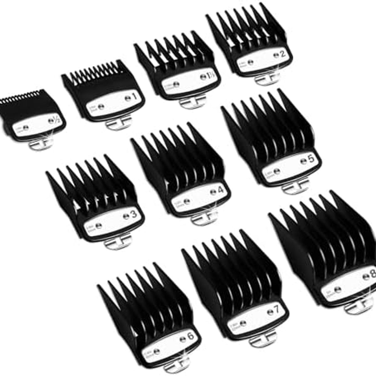 GENERICO - 10 Peinetas Guía Cortadora Clipper Wahl Negro Con seguro de Metal 10