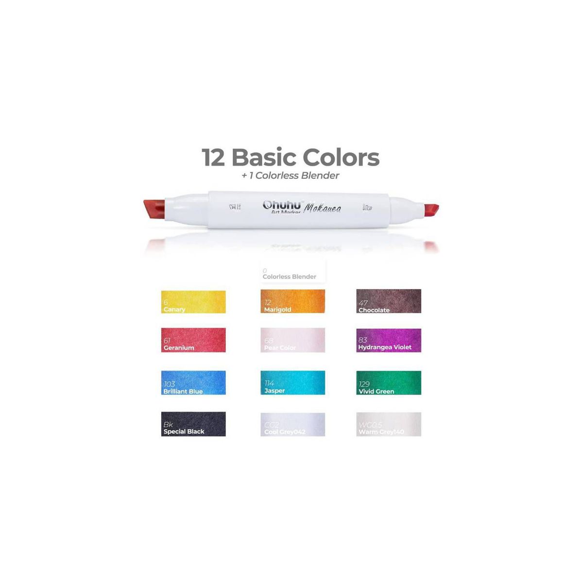 GENERICO - TRI PUNTA Set 12 colores básicos + blender