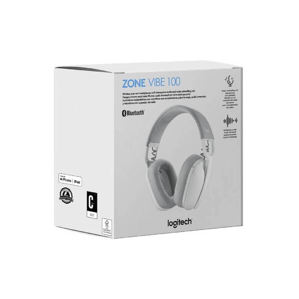 LOGITECH - Audifono con Microfono Logitech Zone VIBE 100 BT Blanco crudo