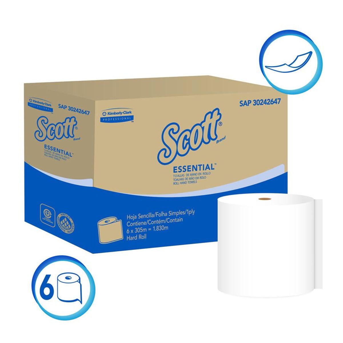 SCOTT - PAPEL TOALLA 305 M SCOTT AIRFLEX  CAJA X 6