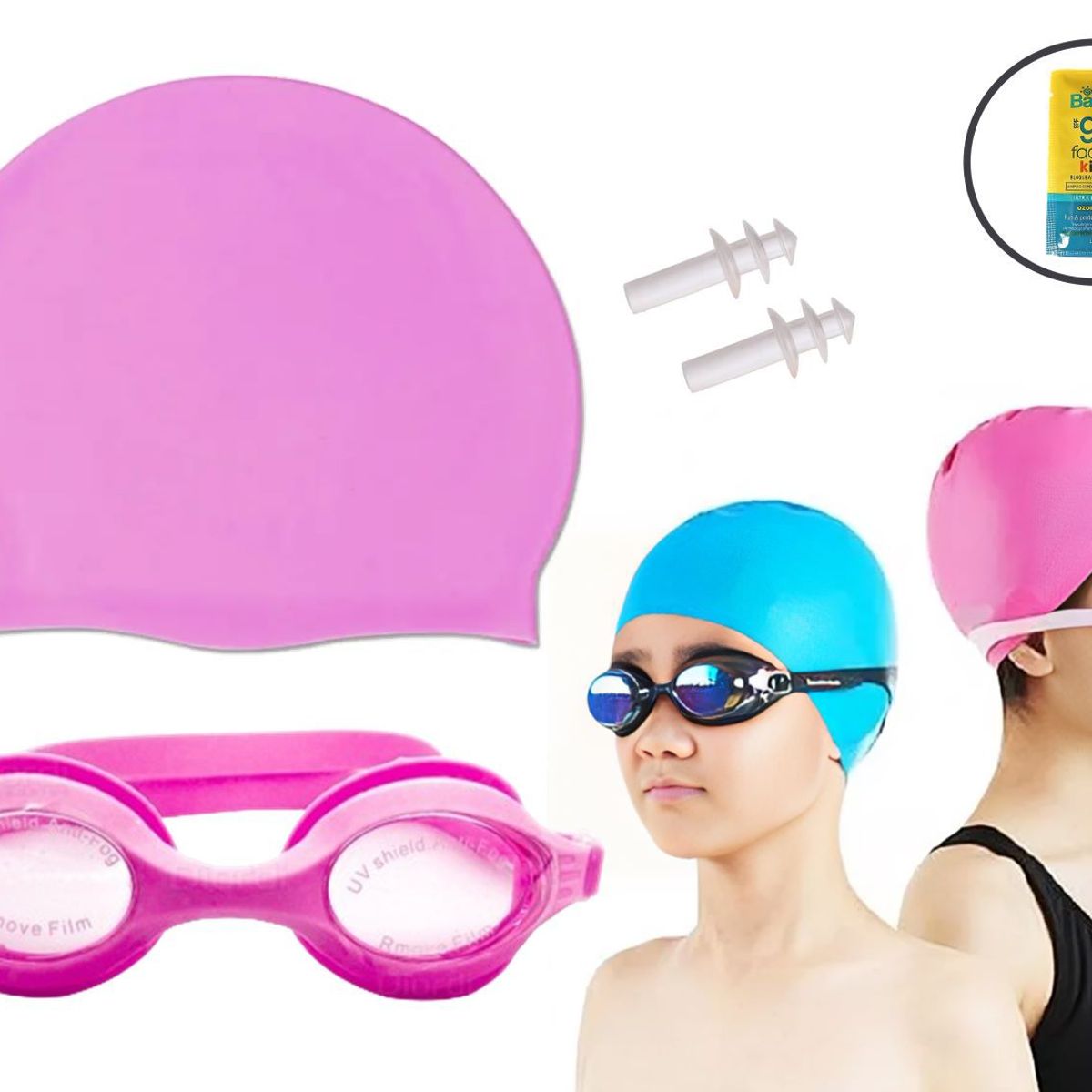 WINNER - KIT NATACIÓN LENTES PROT UV GORRO SILICONA FUCSIA - Junior