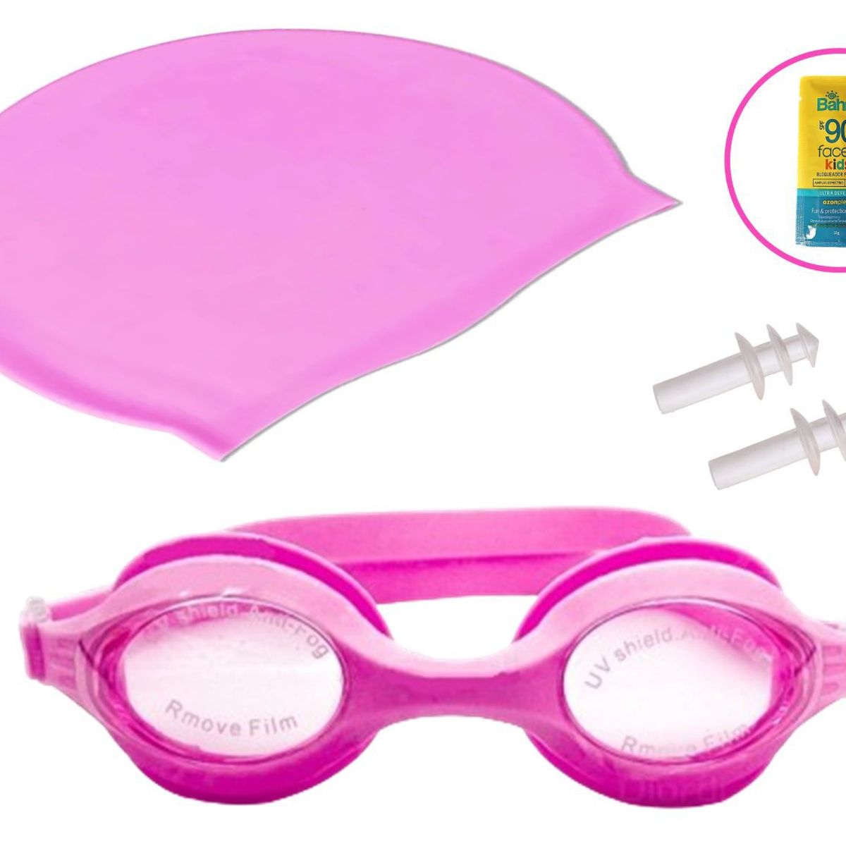 WINNER - KIT NATACIÓN LENTES PROT UV GORRO SILICONA FUCSIA - Junior