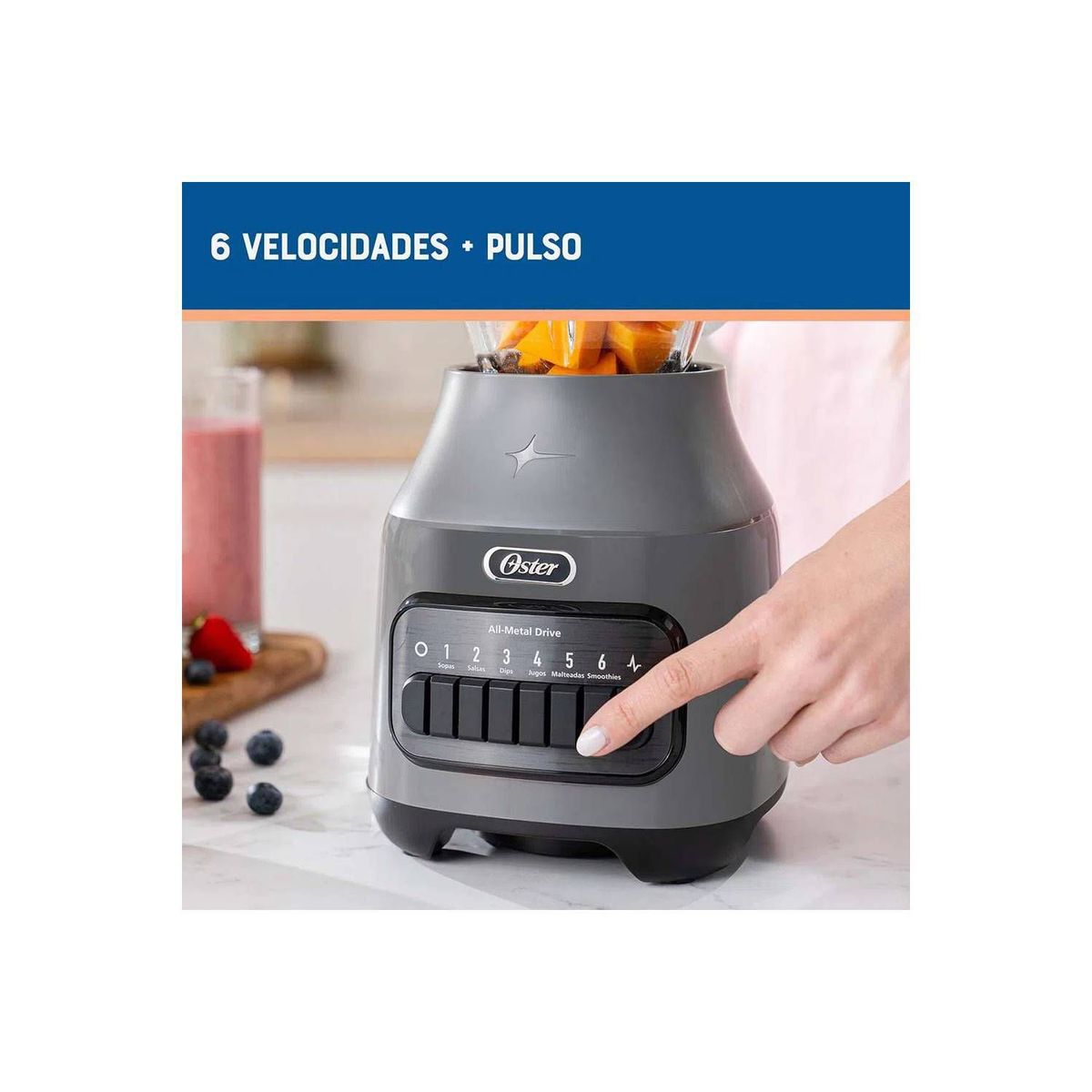 OSTER - Licuadora 1.5L Oster con 6 Velocidades BLSTPEG GPB Gris