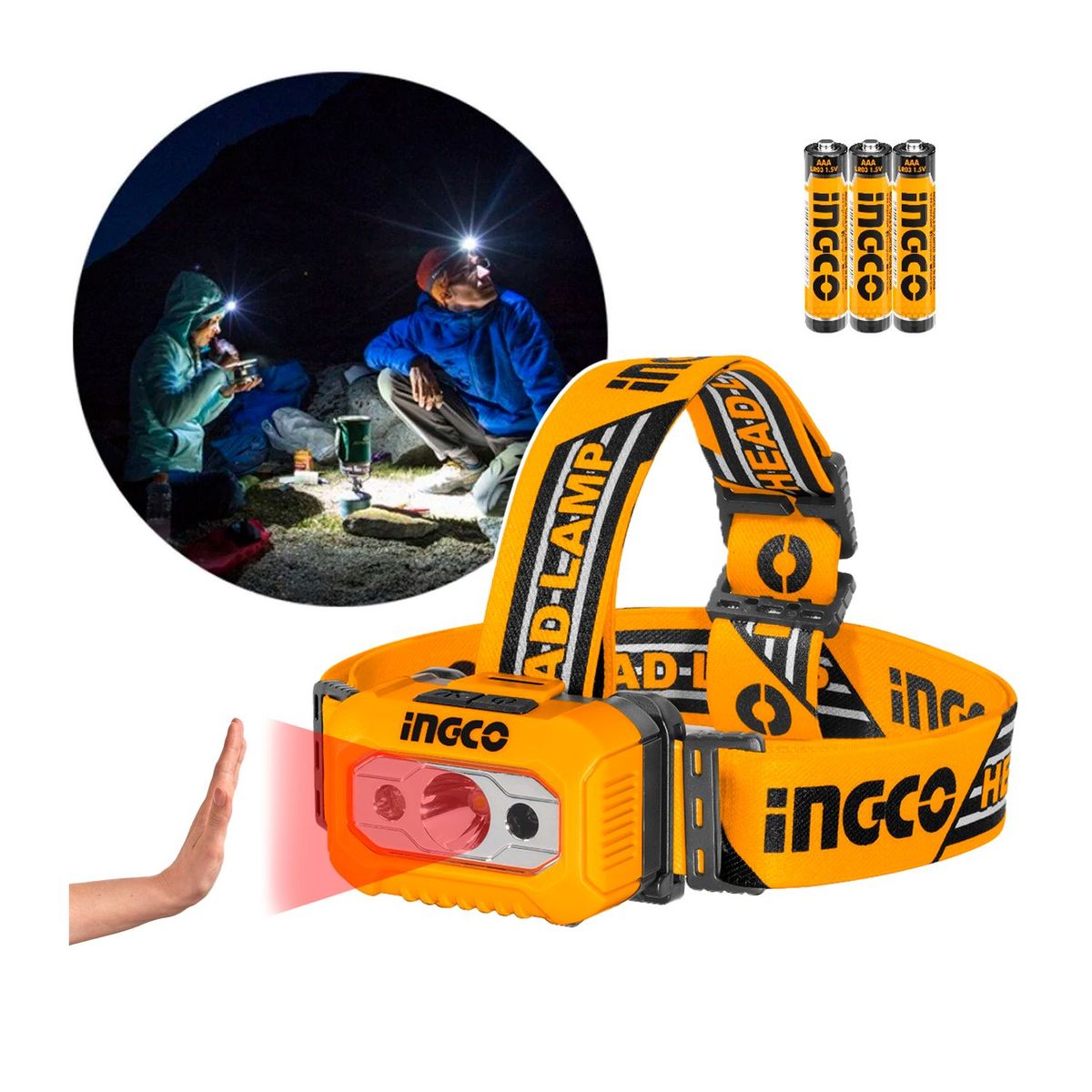 INGCO TOOLS - LINTERNA VINCHA MINERO LED 200 LUMENES ALUMBRA  MULTIUSO - HHL013AAA8