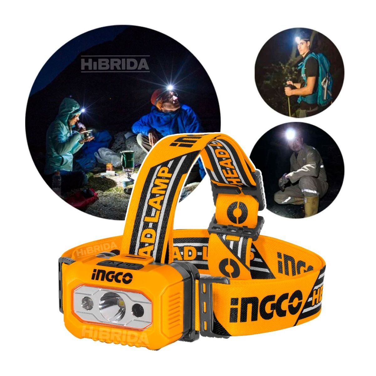 INGCO TOOLS - LINTERNA VINCHA MINERO LED 200 LUMENES ALUMBRA  MULTIUSO - HHL013AAA8