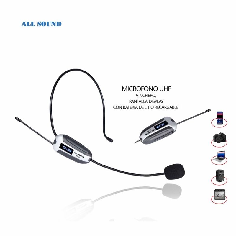 ALL SOUND - MICROFONO INALAMBRICO UHF MODELO VINCHERO RECARGABLE - ALL SOUND
