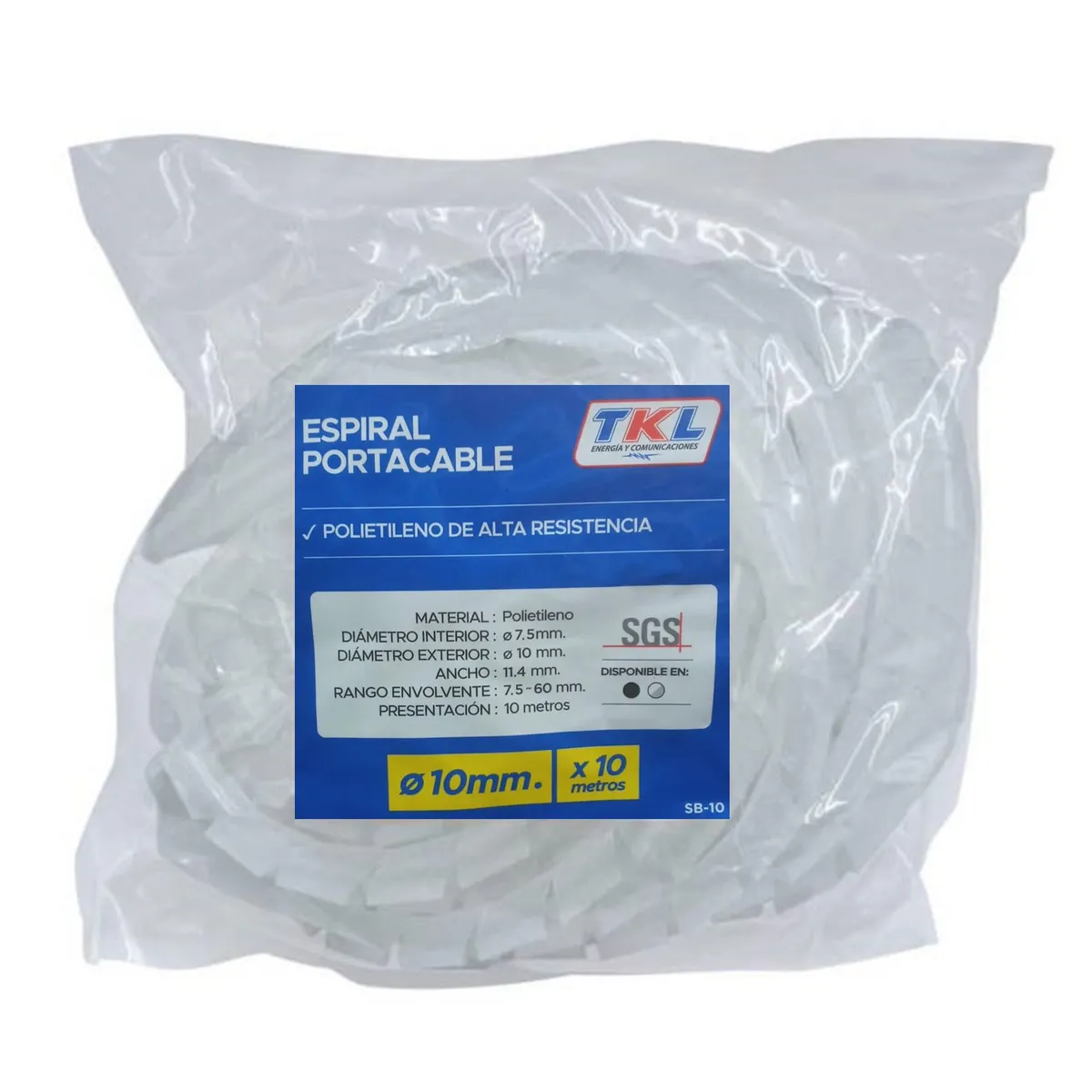 GENERICO - ESPIRAL PORTACABLE 10MM X 10M TRASPARENTE