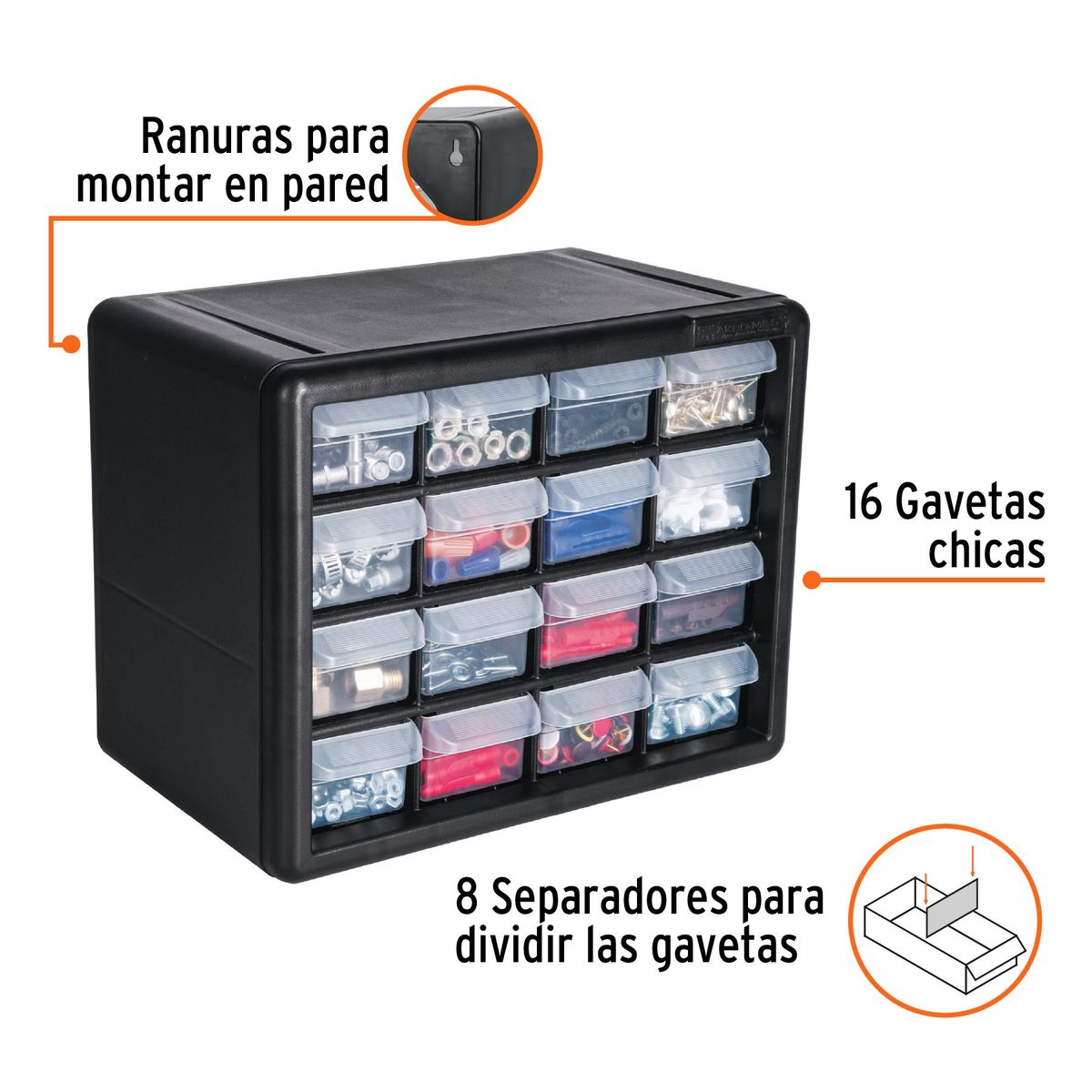 TRUPER - Organizador De Plastico Resistente De 16 Gavetas