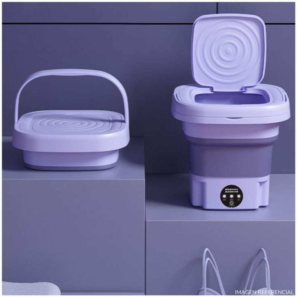 INSPIRA MARKET - Mini lavadora de ropa portátil compacto plegable lila