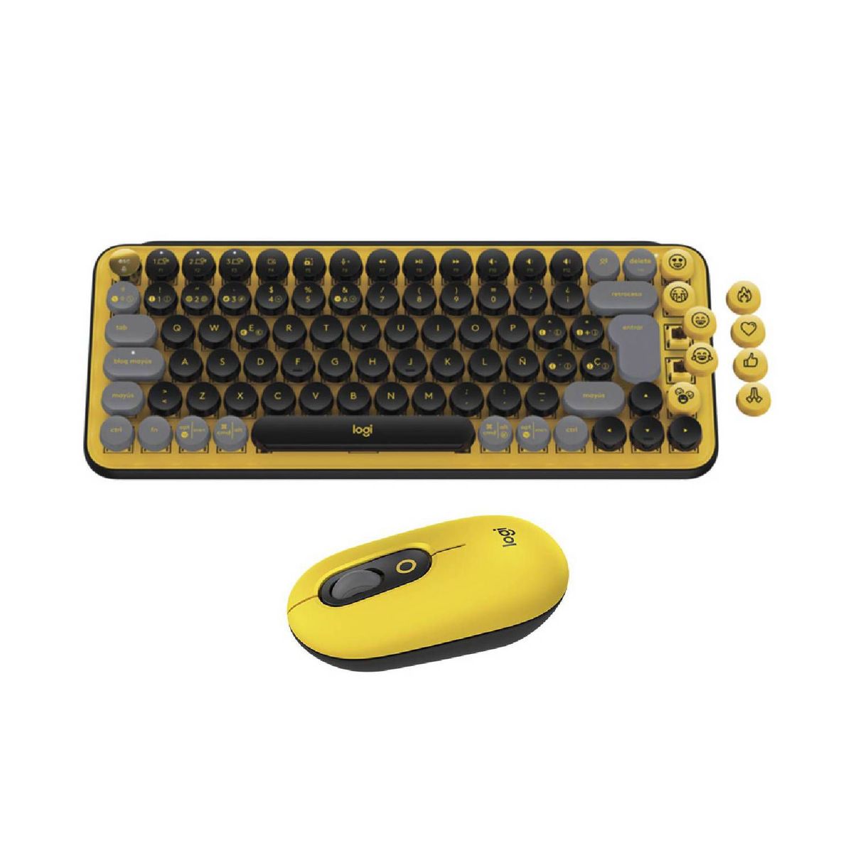 LOGITECH - Combo Teclado y Mouse Logitech Pop Keys Negro Amarillo