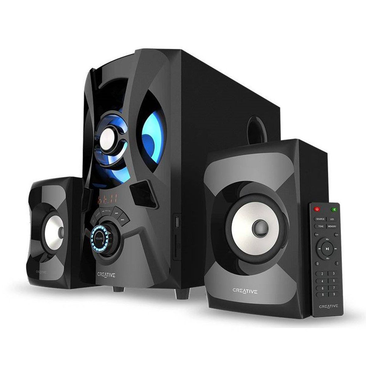 CREATIVE - PARLANTE CREATIVE E2900 2.1 60W/120W BT/ FM/ USB/ SD/  LUZ LED BLACK