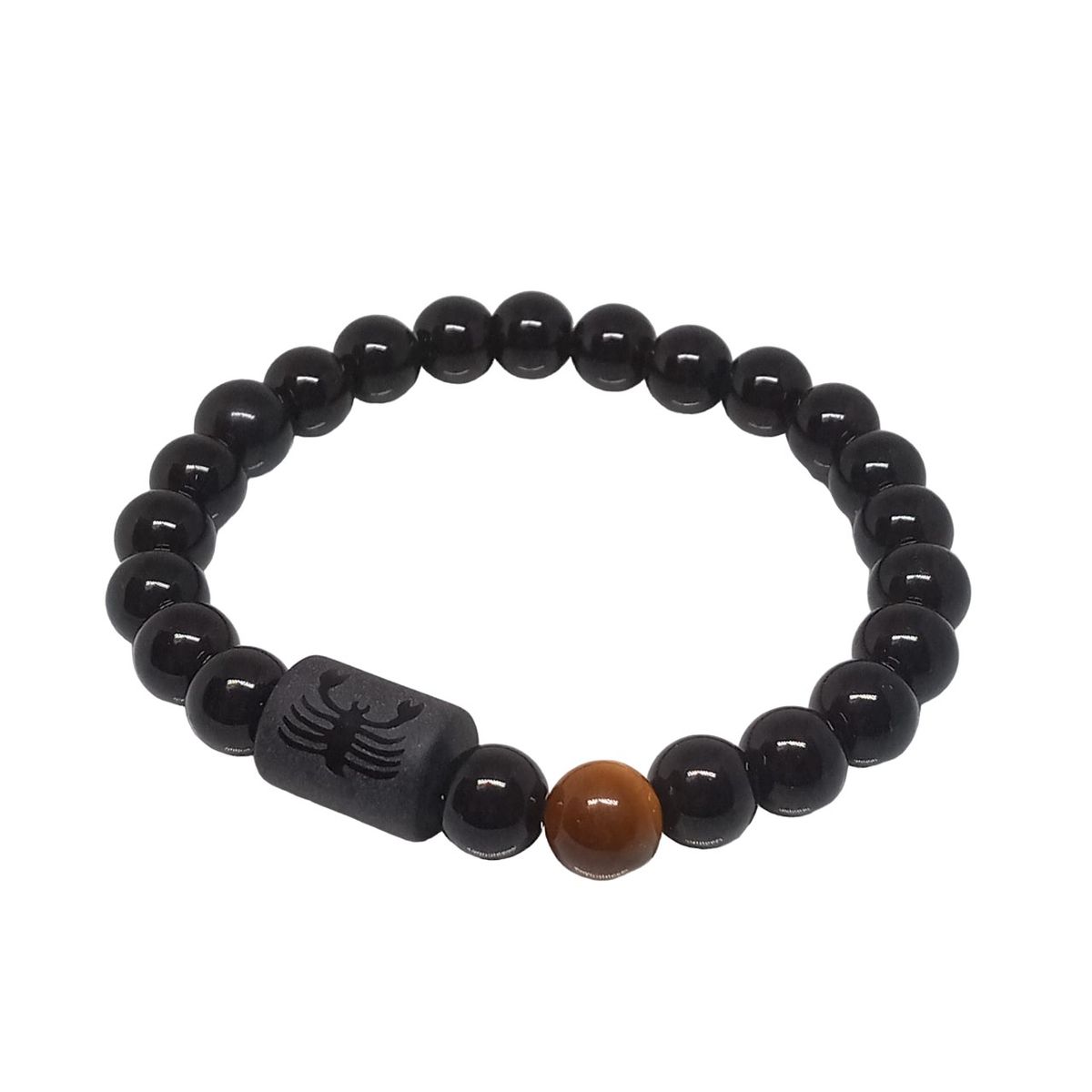 LUCYANA JOYAS Y ACCESORIOS - Pulsera para Hombre Zodiaco ESCORPIO Cuarzo Ágata y Ojo de Tigre