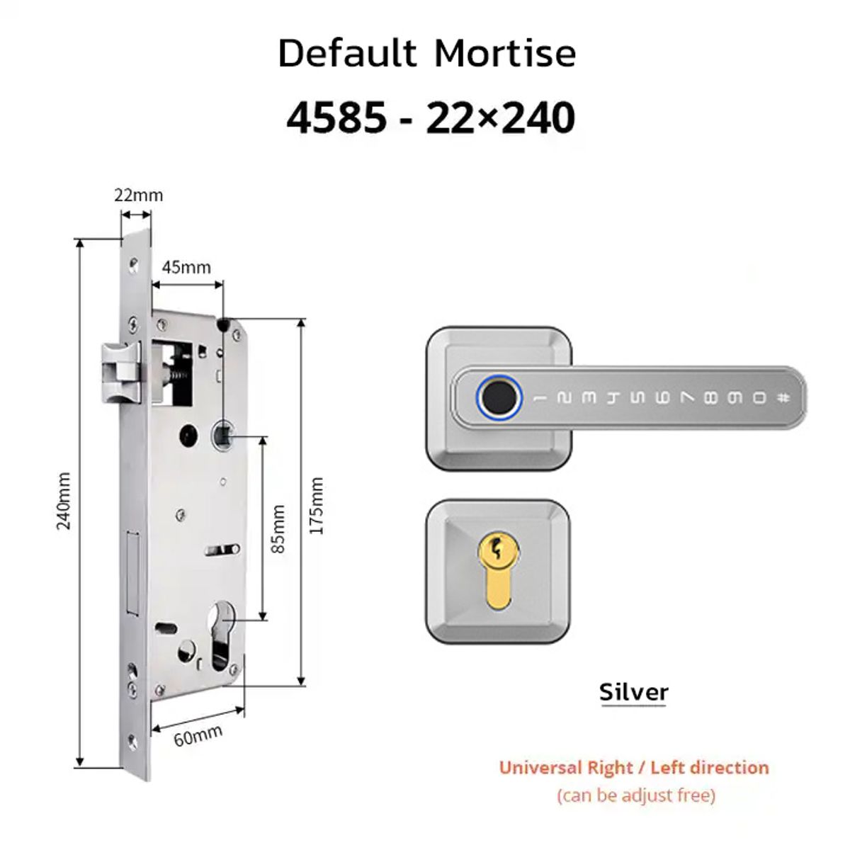 TECH CARE - Cerradura Digital Inteligente adaptable Doble Pestillo con APP Plata