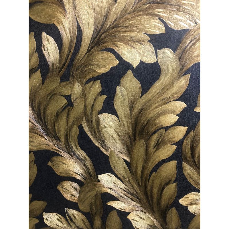 GENERICO - PAPEL TAPIZ ORGANICO NEGRO CON DORADO 0.53 X 10 M PARA PARED