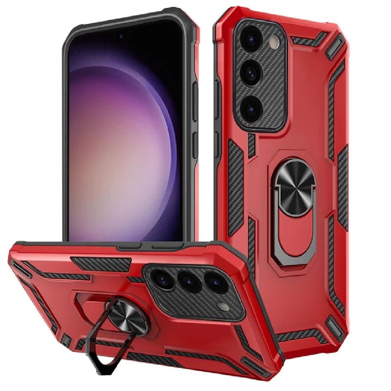 GENERICO - Funda Case for Xiaomi Note 9 Holder Parante con Anillo Antishock Rojo