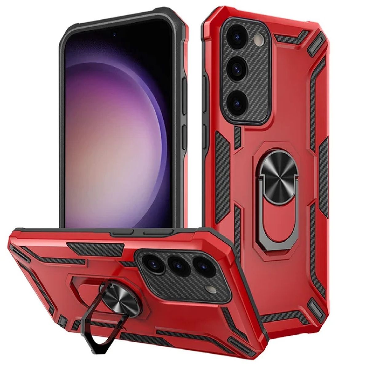 GENERICO - Funda para Xiaomi Poco X3 GT Holder Parante con Anillo Antishock Rojo