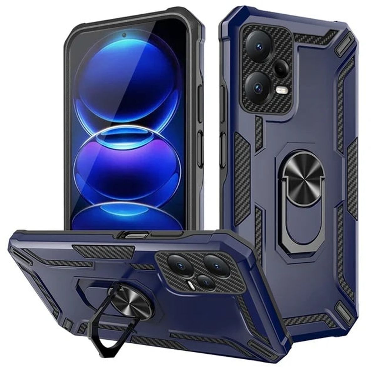 GENERICO - Funda de Xiaomi Note 12 Pro 5G Holder Parante + Anillo Antishock Azul