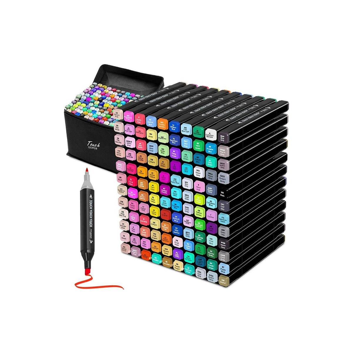 GENERICO - PLUMONES TOUCH DOBLE PUNTA CON BASE - 120 PIEZAS