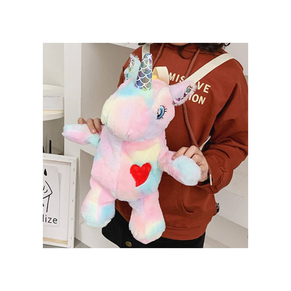 GENERICO - Mochila peluche de unicornio kawaii